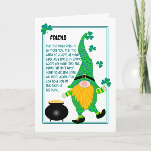 Friend St Patricks Leprechaun Celtic Prayer Card