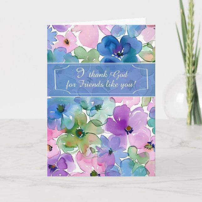 Friend Thank God For You Thinking of You Elegant Card (Front)