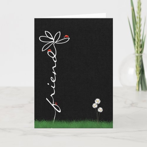 Friend thinking of you daisy with lady bugs card