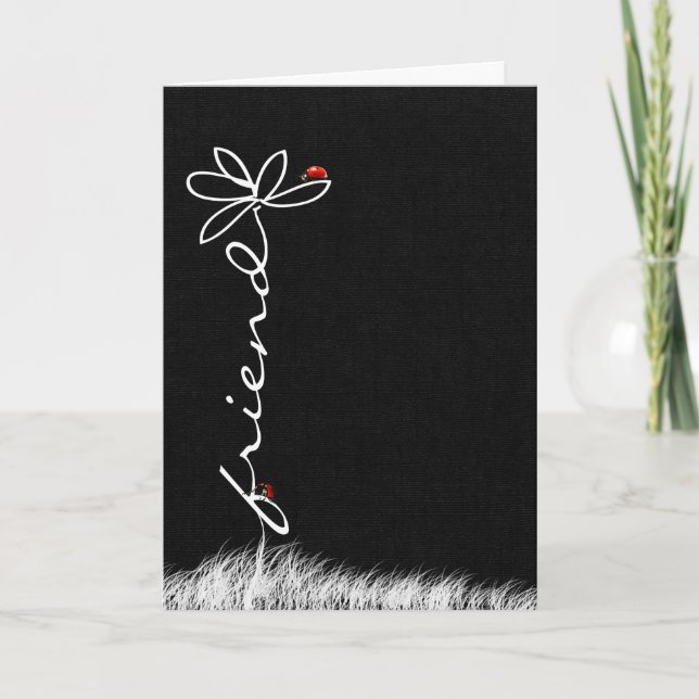 Friend thinking of you daisy with lady bugs card (Front)