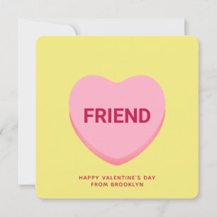 Friend yellow conversation heart Valentine's card