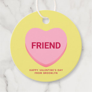 Friend yellow pink conversation heart Valentine's Favor Tags