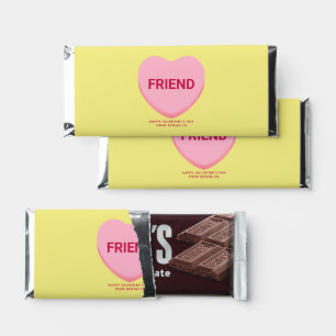 Friend yellow pink conversation heart Valentine's Hershey Bar Favors
