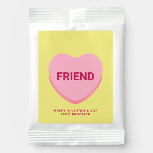 Friend yellow pink conversation heart Valentine's Hot Chocolate Drink Mix