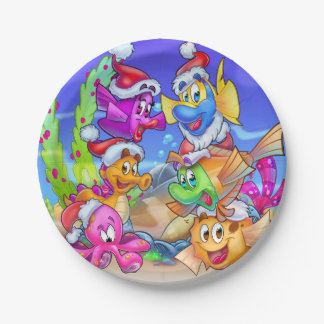 FriendFish cartoon Christmas plates