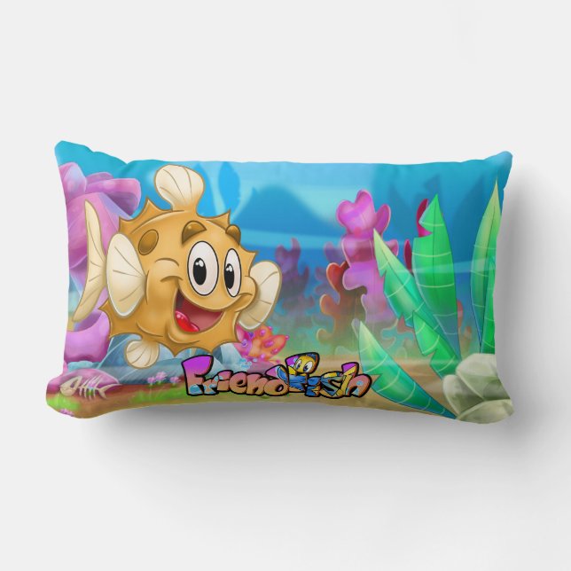 FriendFish cartoon cute fish Throw Pillow (Front)