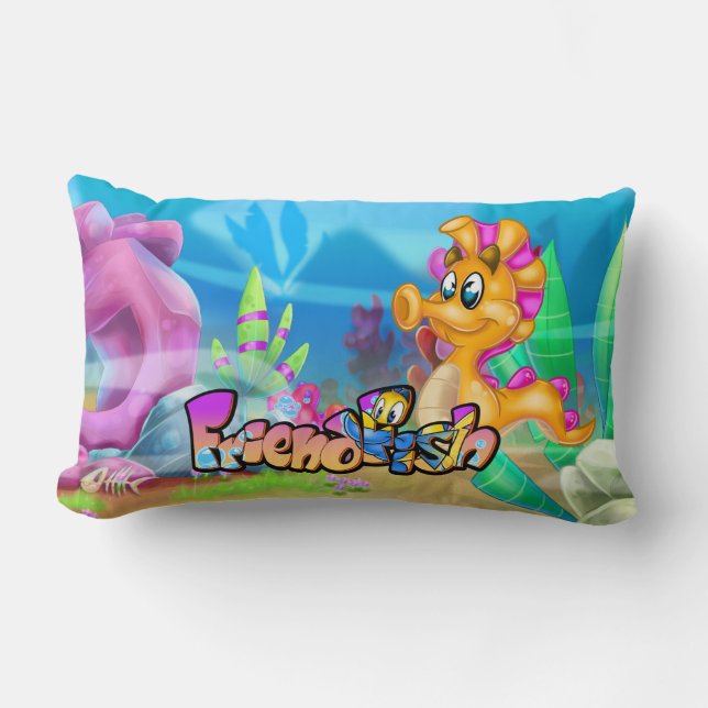FriendFish cartoon cute fish Throw Pillow (Front)