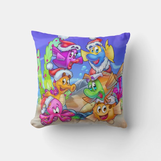 FriendFish Christmas Cute cartoon fish pillow (Front)
