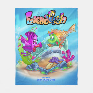 FriendFish cute cartoon fish  Fleece Blanket