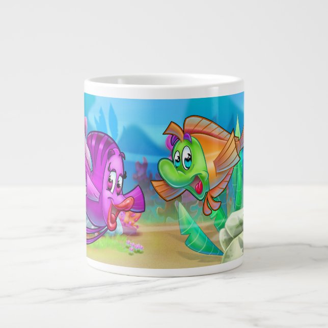 FriendFish cute cartoon fish  Giant Coffee Mug (Front)