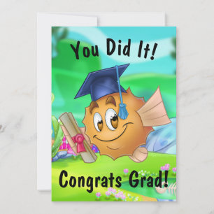 FriendFish cute cartoon fish Graduation Card