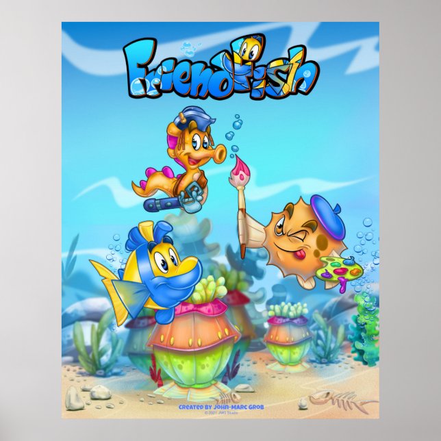 FriendFish cute cartoon fish poster (Front)