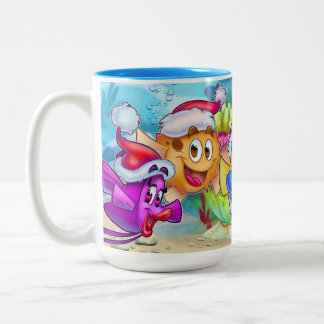 FriendFish cute cartoon fish Two-Tone Coffee Mug
