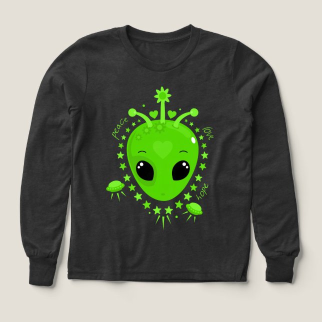Friendly Alien Peace Hope Love Extraterrestrial Tri-Blend Shirts (Design Front)