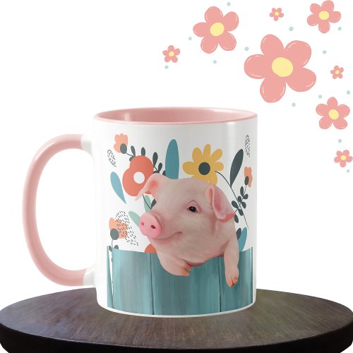 Friendly Baby Pig  Cute Baby Animal Mug