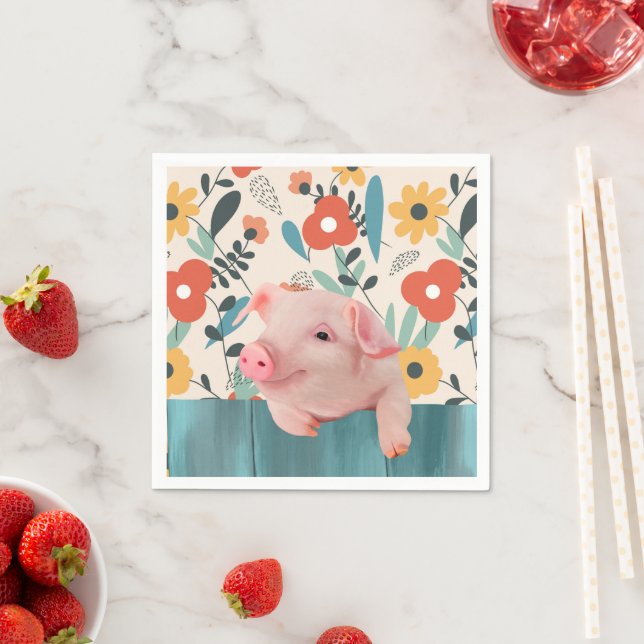 Friendly Baby Pig | Cute Baby Animal Napkins (Insitu)