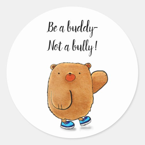 Friendly Be a Buddy Bear Classic Round Sticker