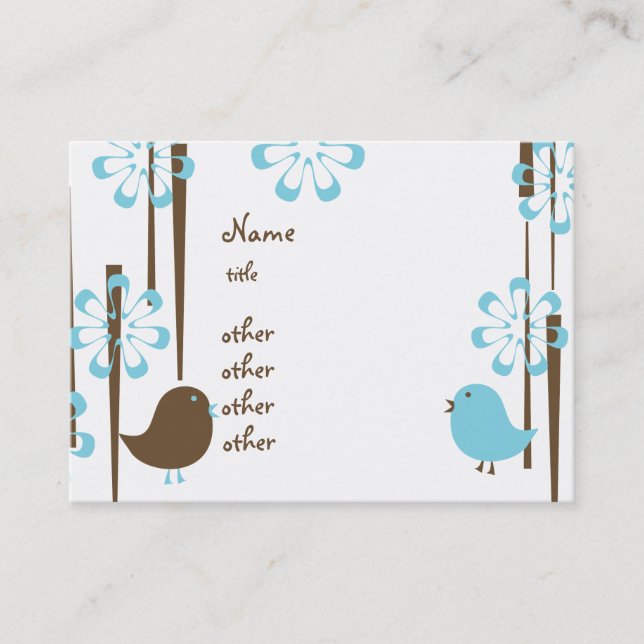 Friendly Birds in Blue Business Card (Front)