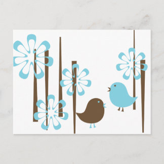 Friendly Birds in Blue Postcard