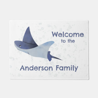 Friendly Blue Stingray Doormat
