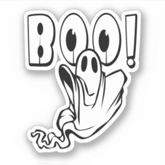 Friendly BOO Ghost Halloween Sticker