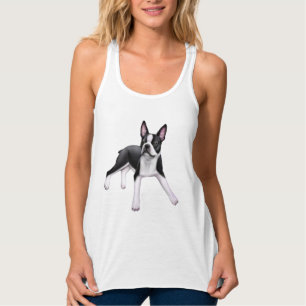 Friendly Boston Terrier Dog Flowy Racerback Tank Top