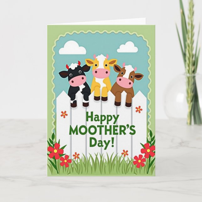 Friendly Bovines Mothers Day Card (Front)