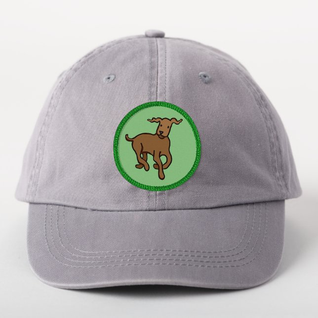 Friendly brown dog patch (On Headwear)