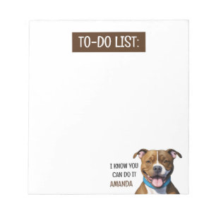 Friendly Brown Pit Bull To Do List Notepad