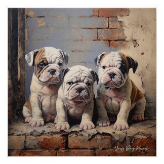 Friendly Bulldog Puppy Dogs 003 - Raimon Paladino Poster