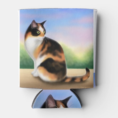 Friendly Calico Cat Can Cooler