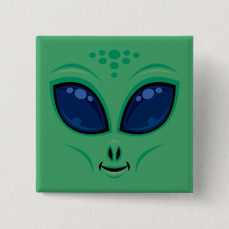 Friendly Cartoon Alien Face Button