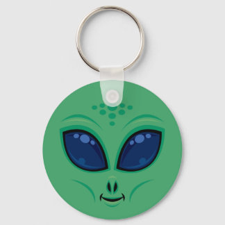 Friendly Cartoon Alien Face Keychain
