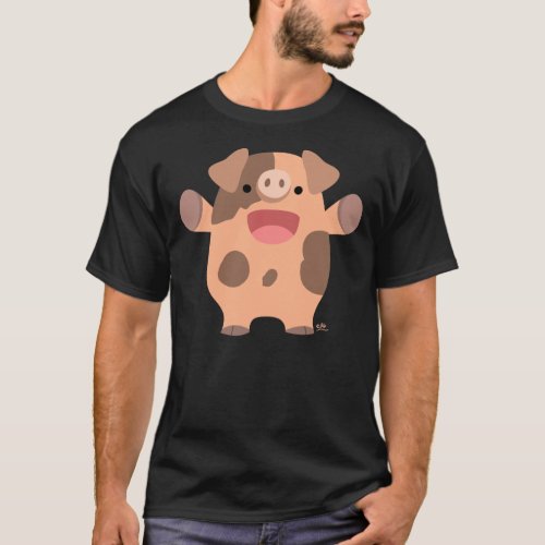 Friendly Cartoon Pig T_shirt