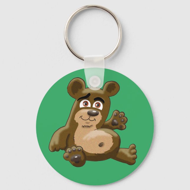 Friendly Cartoon Teddy Bear Keychain (Front)