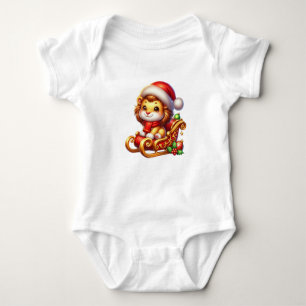 Friendly Christmas Lion Baby Bodysuit
