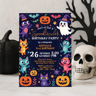 Friendly Cute Halloween Monsters Birthday Party Invitation