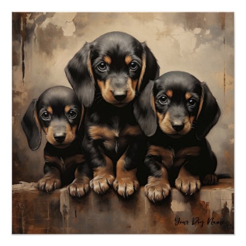 Friendly Dachshund Puppy Dogs  001 _ Raimon Paladi Poster