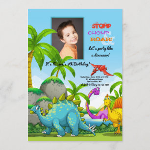 Friendly Dinosaurs Photo Invitation