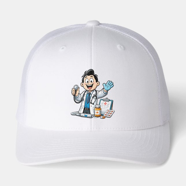 Friendly Doctor Mascot Medical Cartoon Design (Front)
