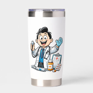 Friendly Doctor Mascot Medical Cartoon Design Insulated Tumbler
