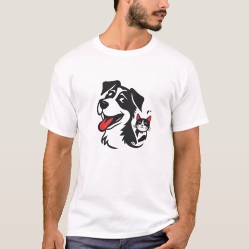 Friendly dogs and cat T_Shirt