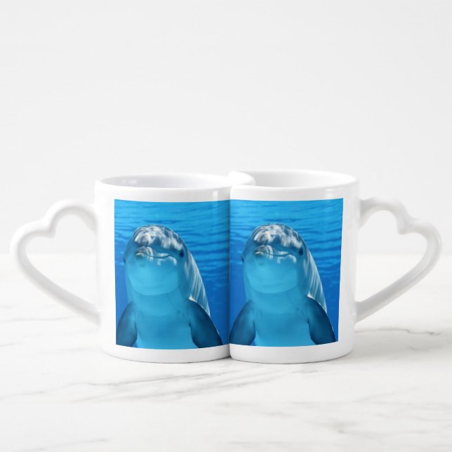 Friendly Dolphin Photo Coffee Mug Set (Front Nesting)