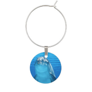 Friendly Dolphin Photo Wine Charm