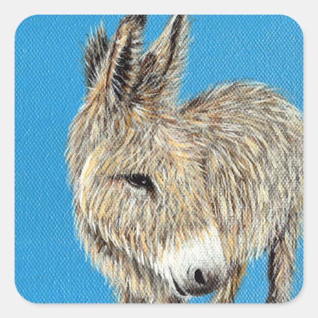 Friendly Donkey Painting Square Sticker (Front)