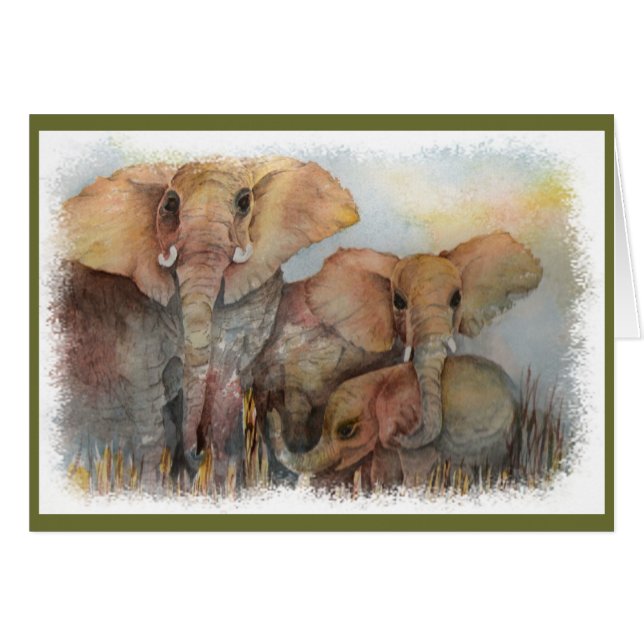 FRIENDLY ELEPHANT FAMILY CARDS (Front Horizontal)