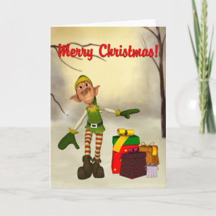 Friendly Elf Christmas Card