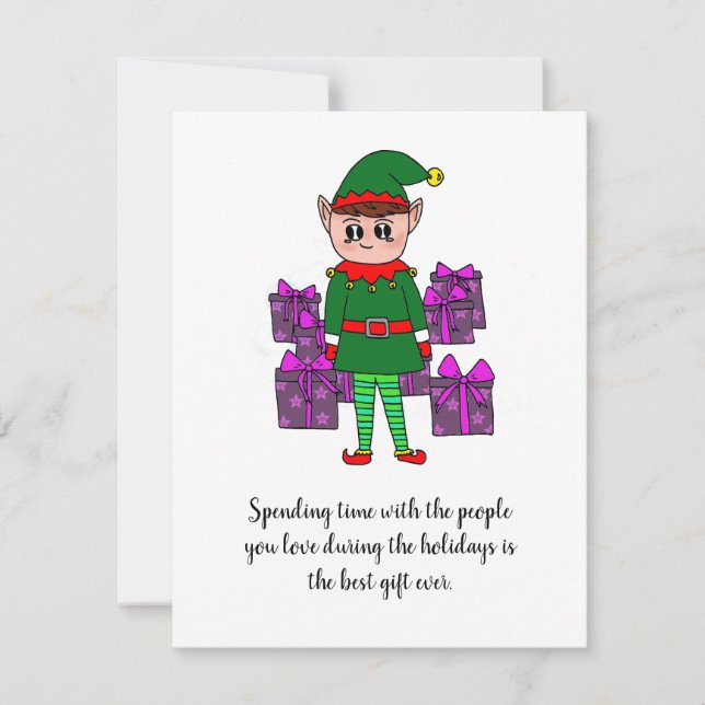 Friendly Elf Holiday Card (Front)