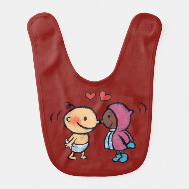 Friendly Eskimo Nose Kisses Kids Baby Bib (Front)