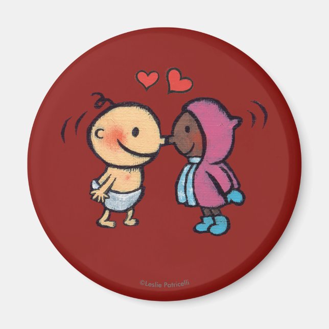 Friendly Eskimo Nose Kisses Kids Magnet (Front)